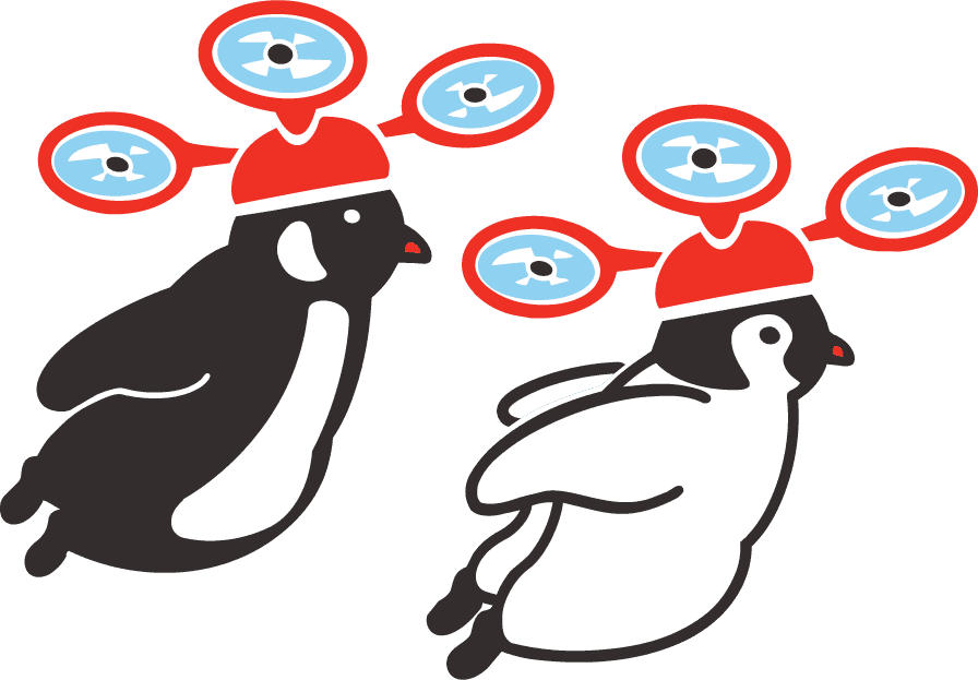 Hand-Off delivery penguins wearing drone hats